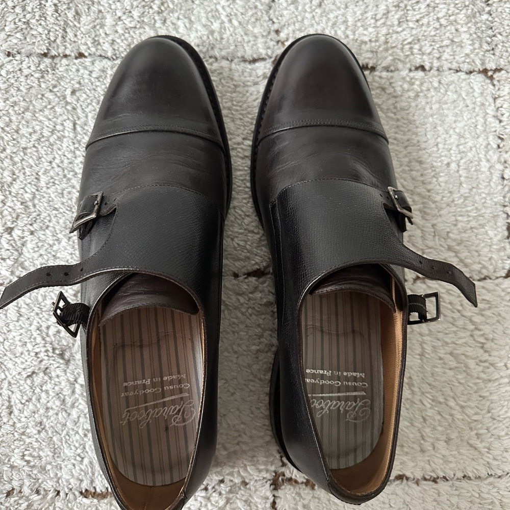 Men's Black Leather Double Monk Strap